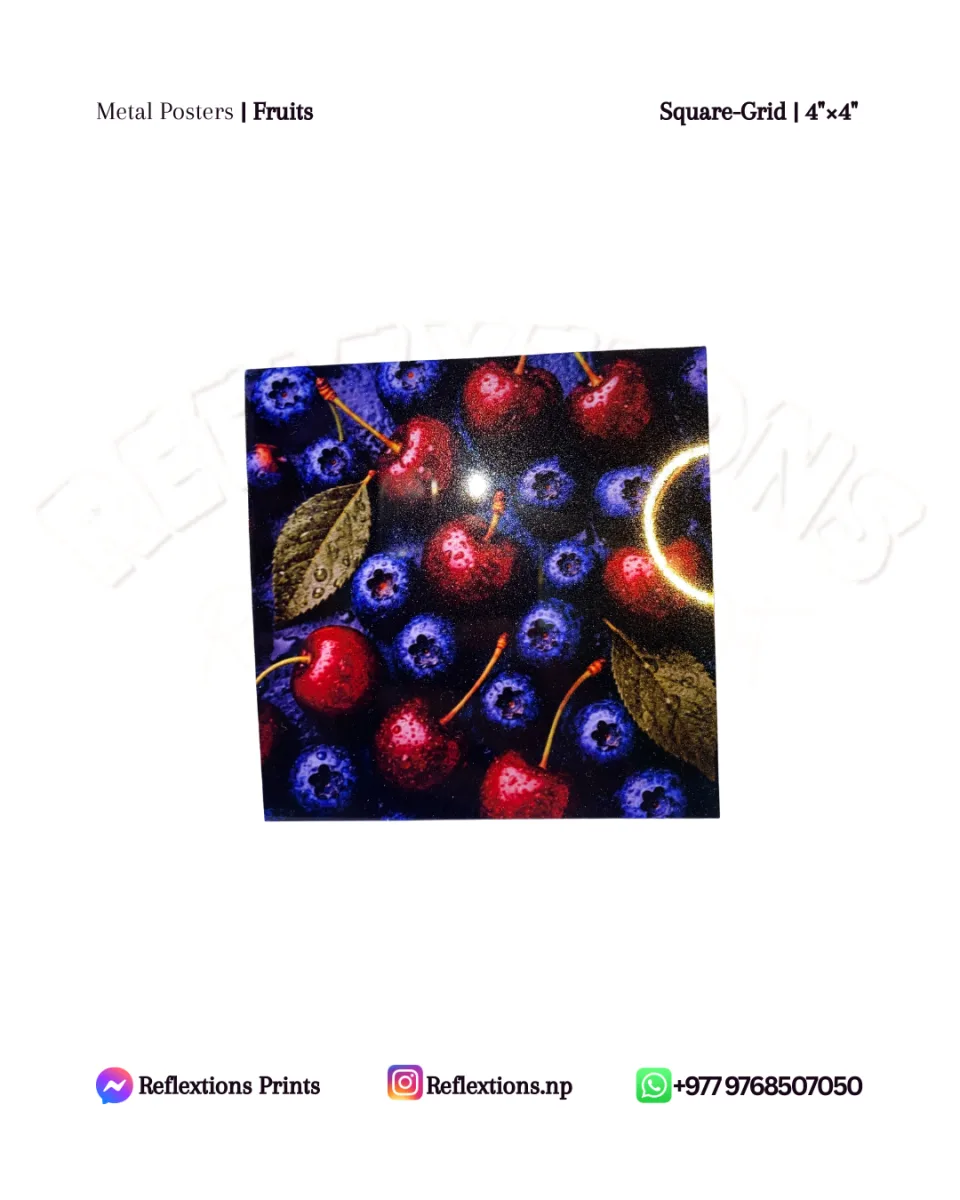 Square Grid-4"×4" | Metal Posters | Fruits