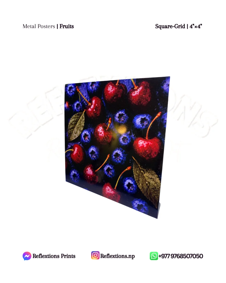 Square Grid-4"×4" | Metal Posters | Fruits