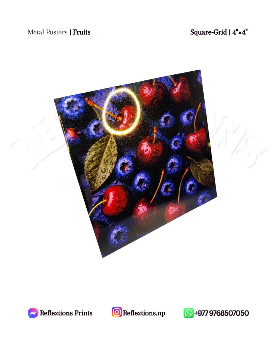 Square Grid-4"×4" | Metal Posters | Fruits