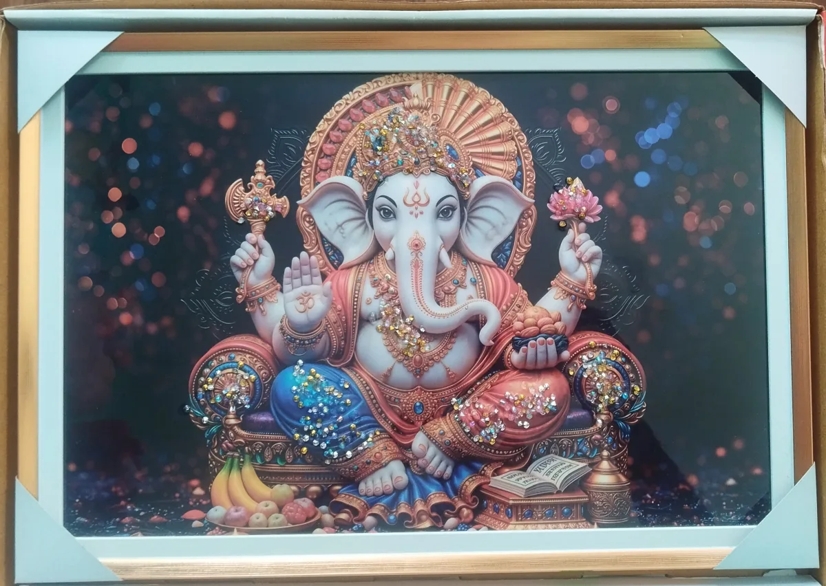 Crystal Studded Ganesha Photo Frame