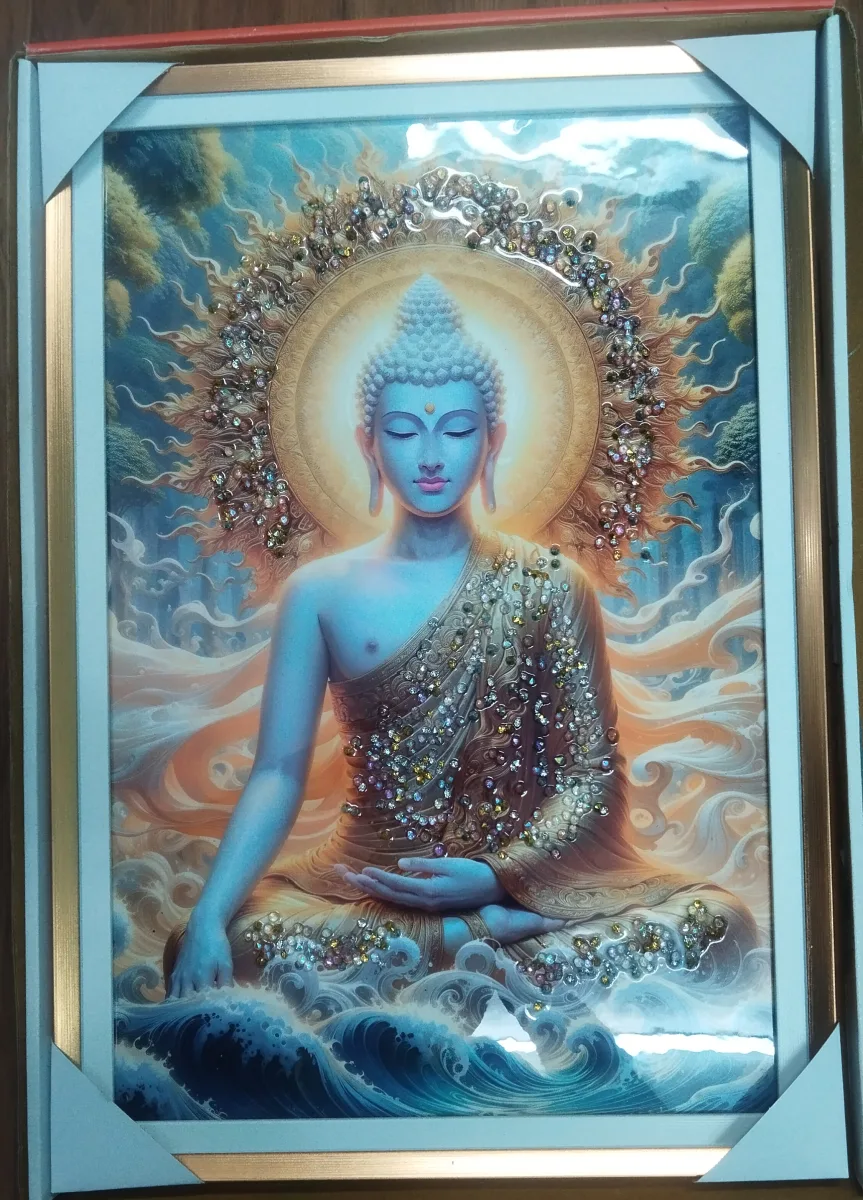 Lord Buddha Portrait Crystal Wall Frame