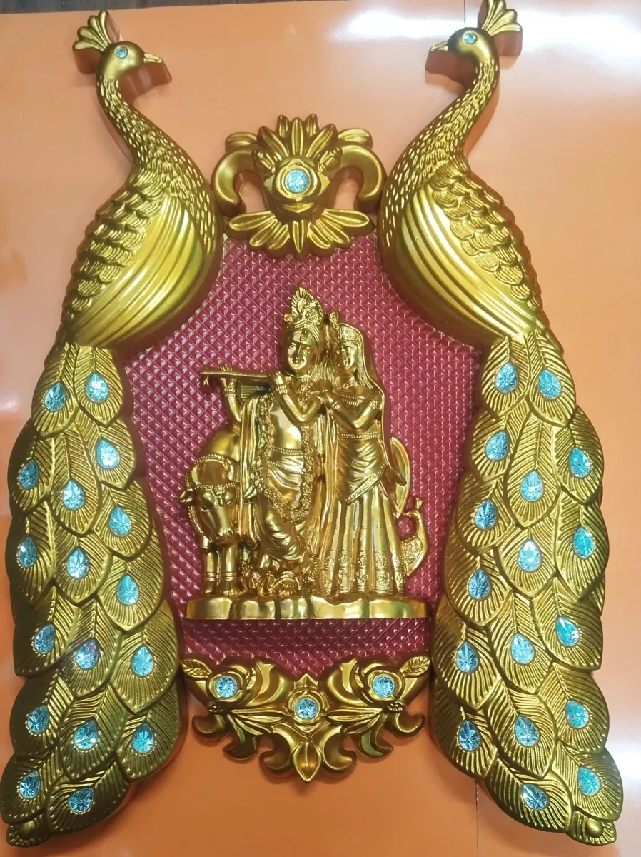 Radha Krishna Peacock Archies Wall Frame