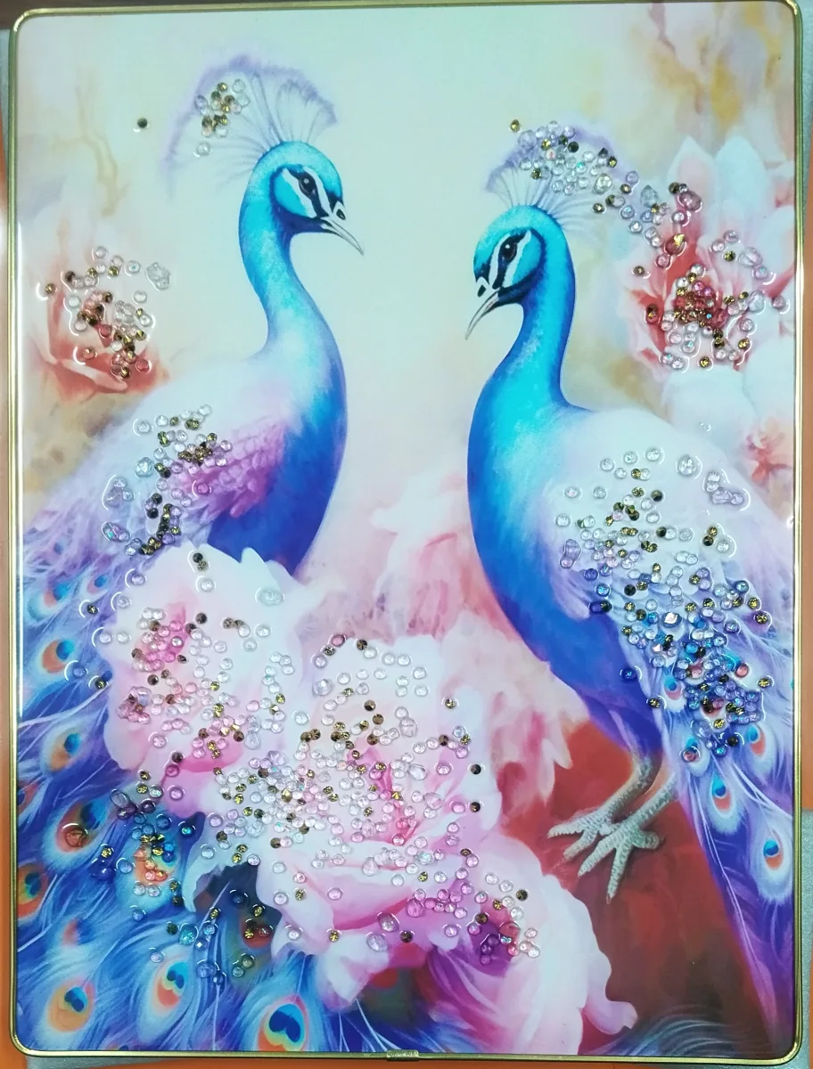 Crystal Twins Peacock Wall Painting