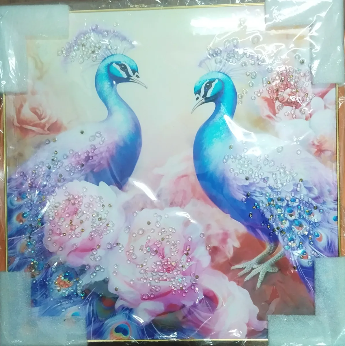 Crystal Twins Peacock Wall Painting