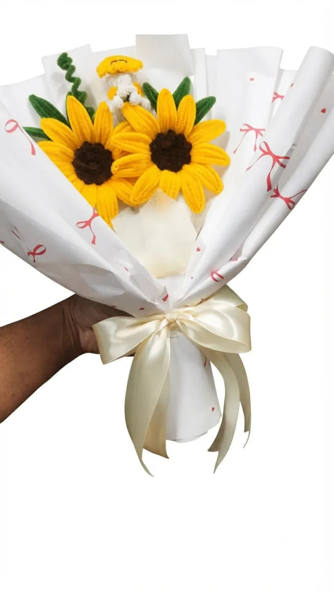 Handmade Fuzzy Wire Sunflower Bouquet