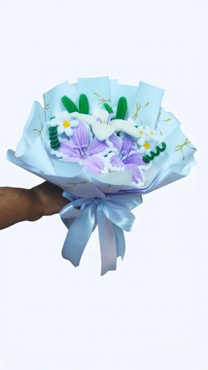 Handmade Fuzzy Wire Lily Bouquet