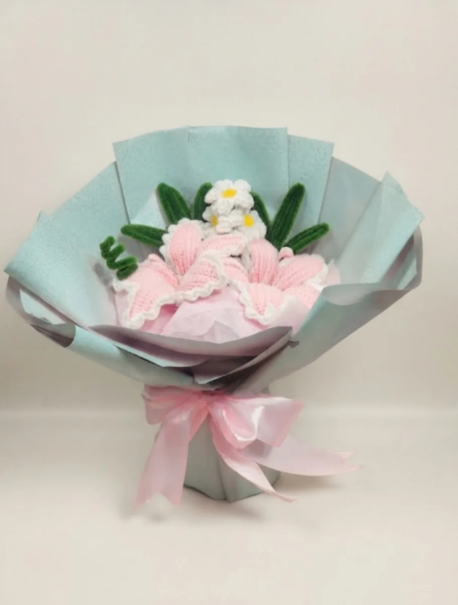 Handmade Fuzzy Wire Lily Bouquet