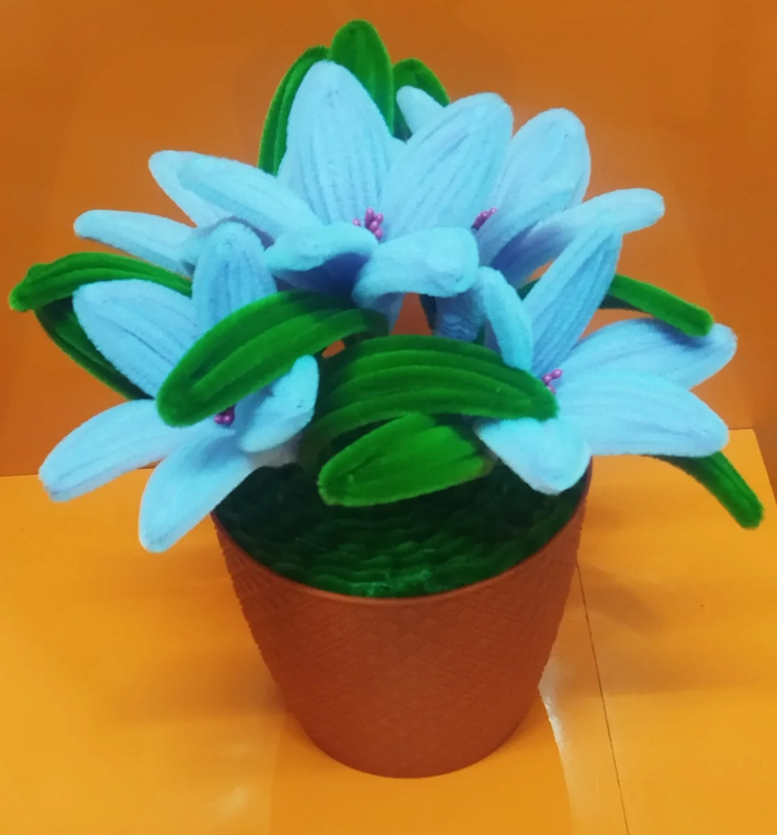 Handmade Fuzzy Wire Flower Vase