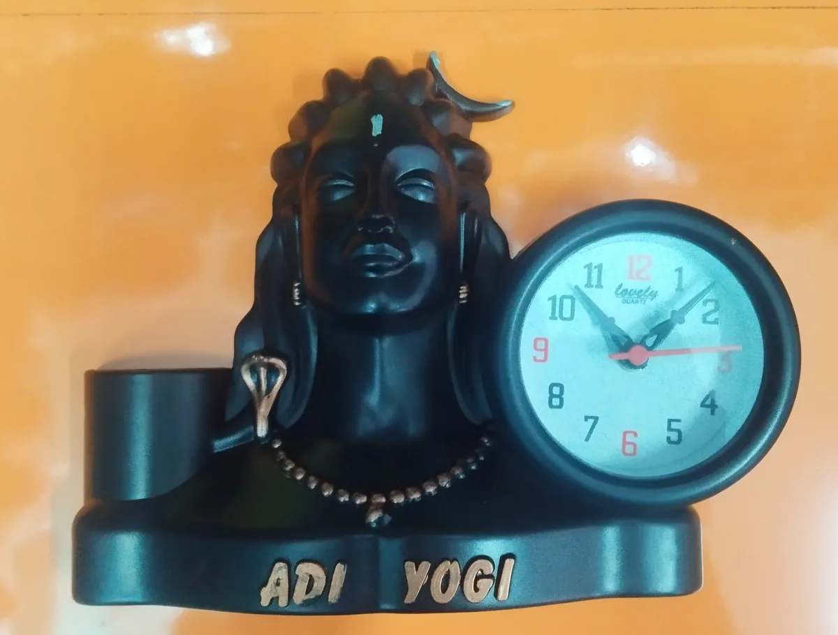 Adiyogi Shiva Table Clock with Pen Stand
