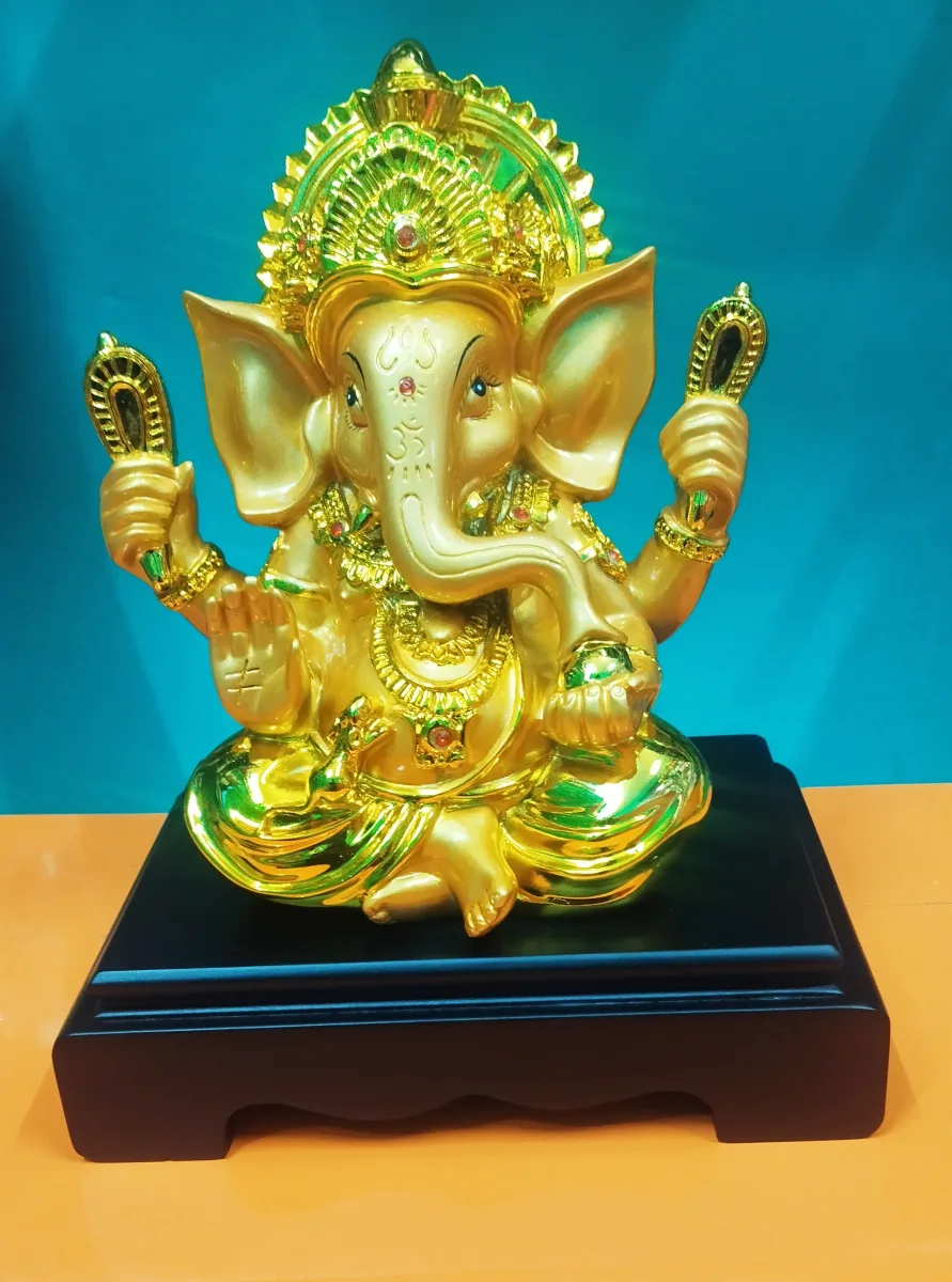 All-Gold Glossy Lord Ganesha Idol