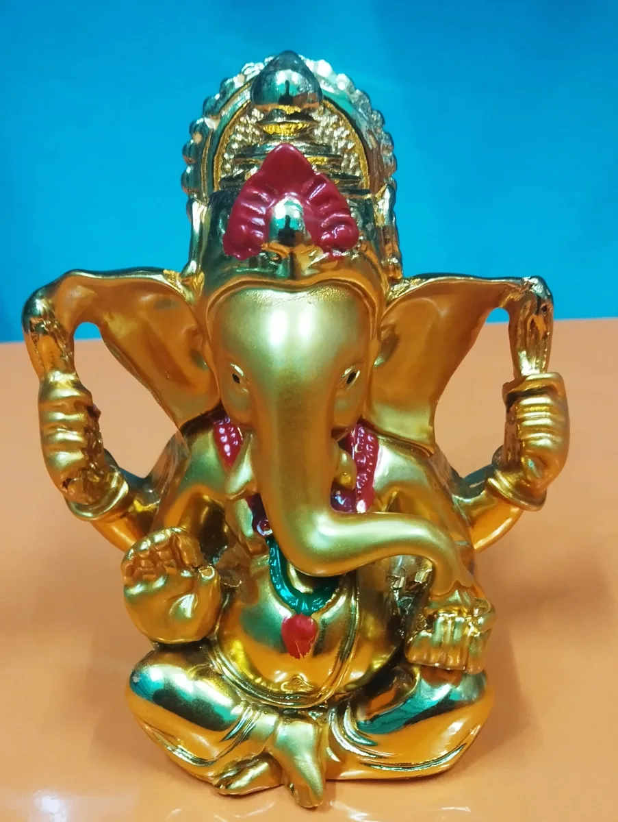 Red & Gold Accent Lord Ganesha Idol