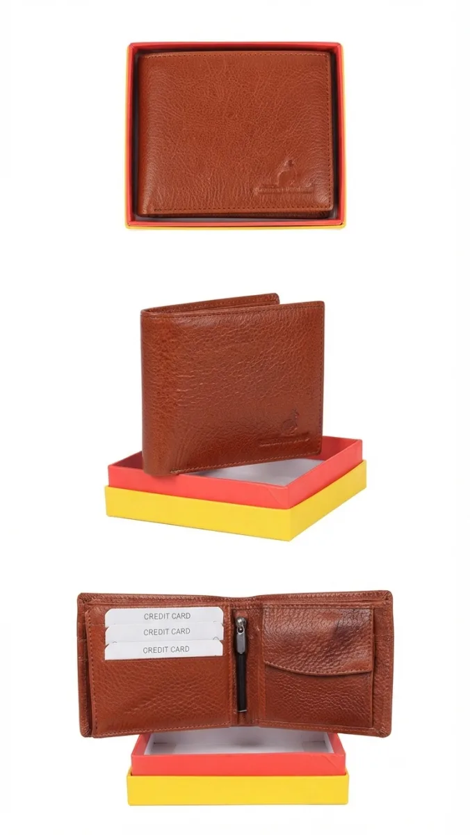 Premium Men's Brown Leather Wallet with Gift Box