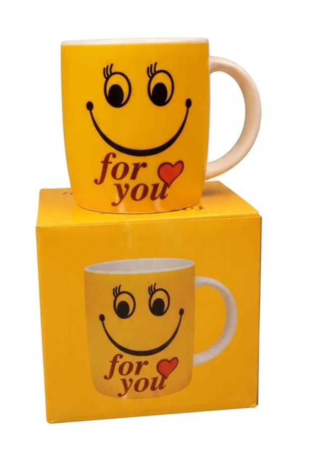Special Expressions Yellow Smiley Mug Set with Matching Box