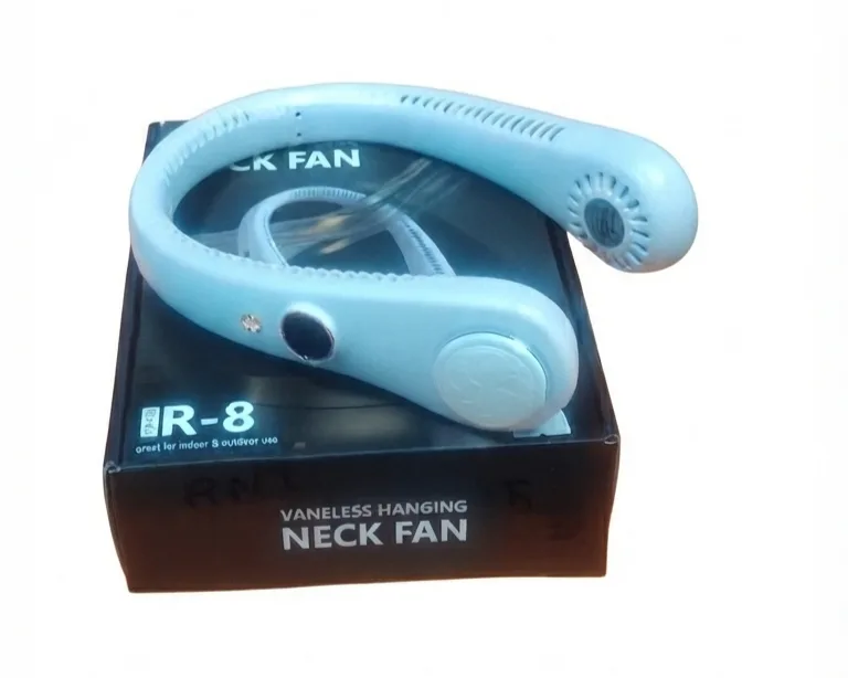 R-8 Digital Display Vaneless Hanging Neck Fan (5 Speed Modes)