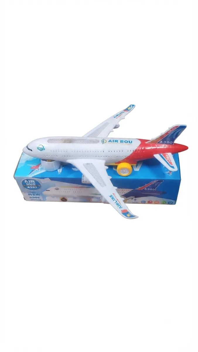 Automatic Bump & Go A380 Battery Toy Aeroplane (Musical with Lights)