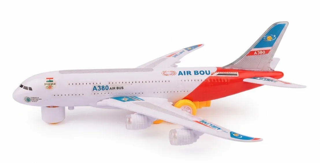 Automatic Bump & Go A380 Battery Toy Aeroplane (Musical with Lights)