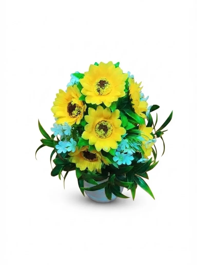 Artificial Sunflower Pot for Home & Office Decor (Bright Yellow Floral Arrangement)