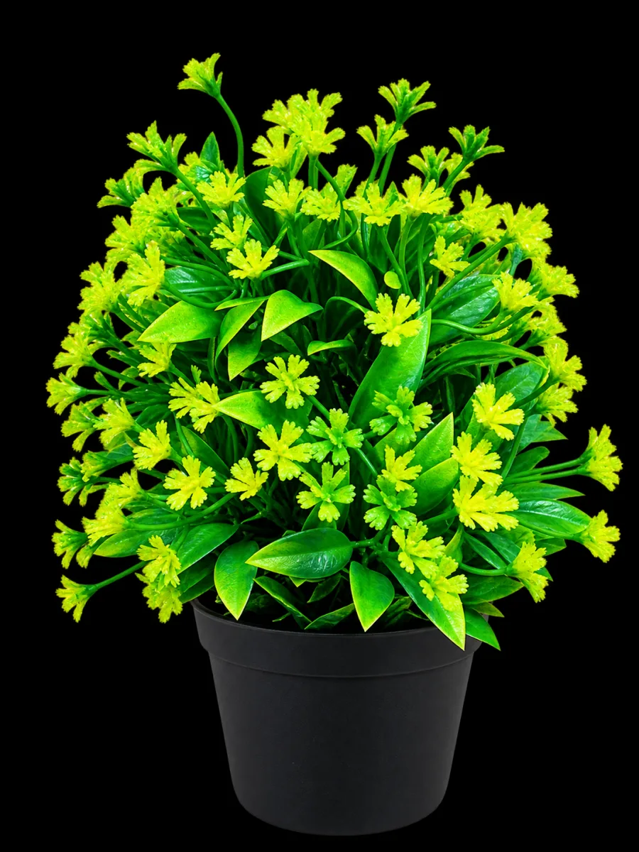 Artificial Green Flower Plant with Black Pot