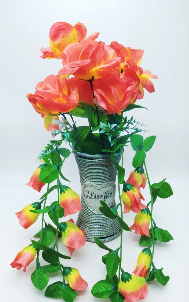 Hanging Artificial Flower Pot with "I Love You" Design