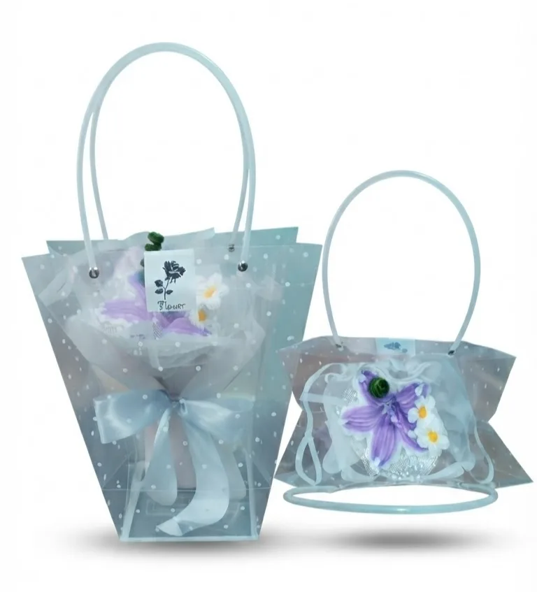 Handmade Fuzzy Wire Single Lily Bouquet in Transparent Gift Bag