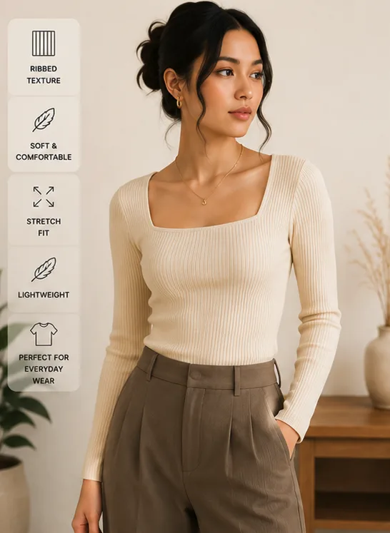 Saanvi Ribbed Knit Top