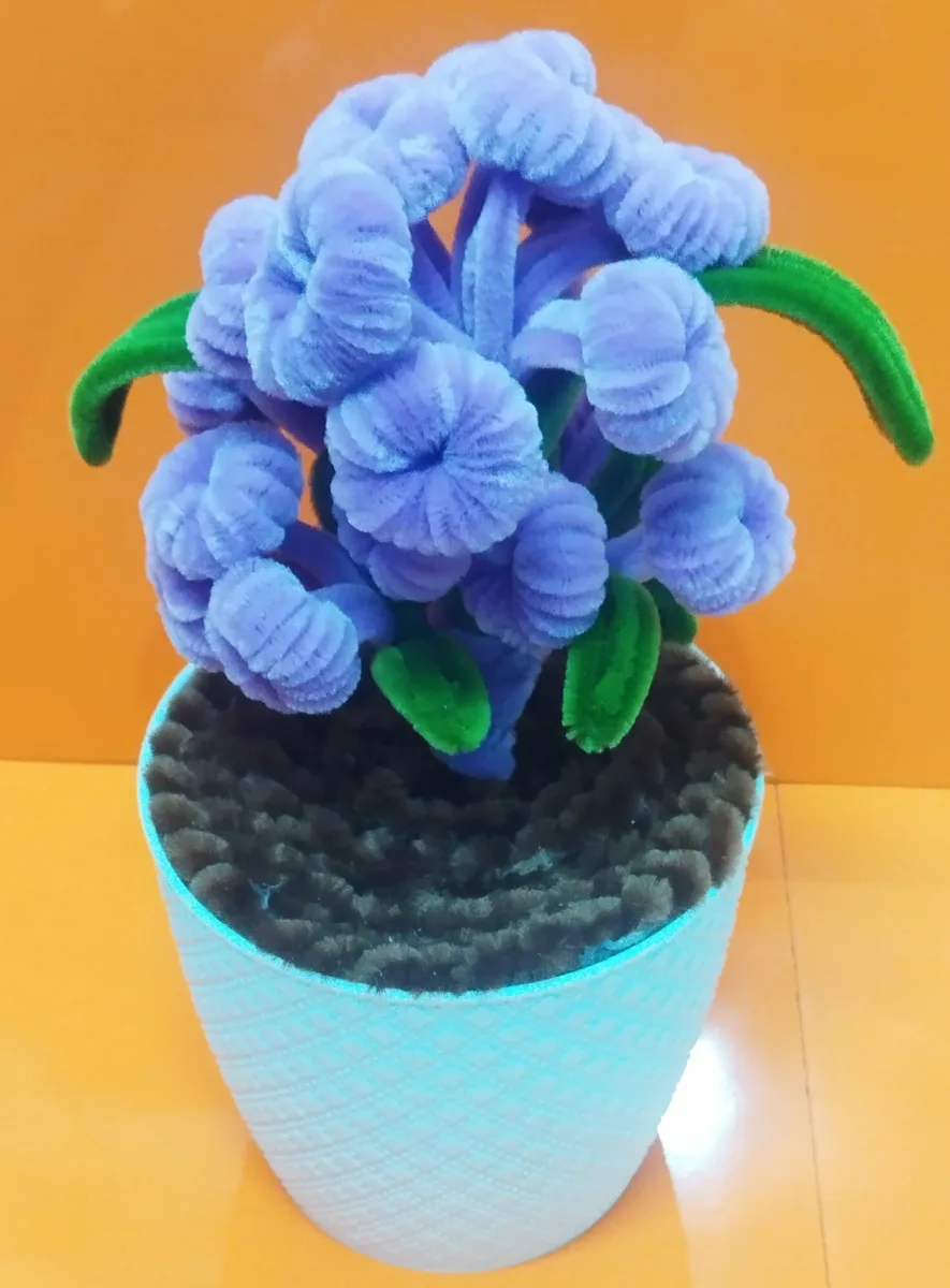 Handmade Fuzzy Wire Flower Vase
