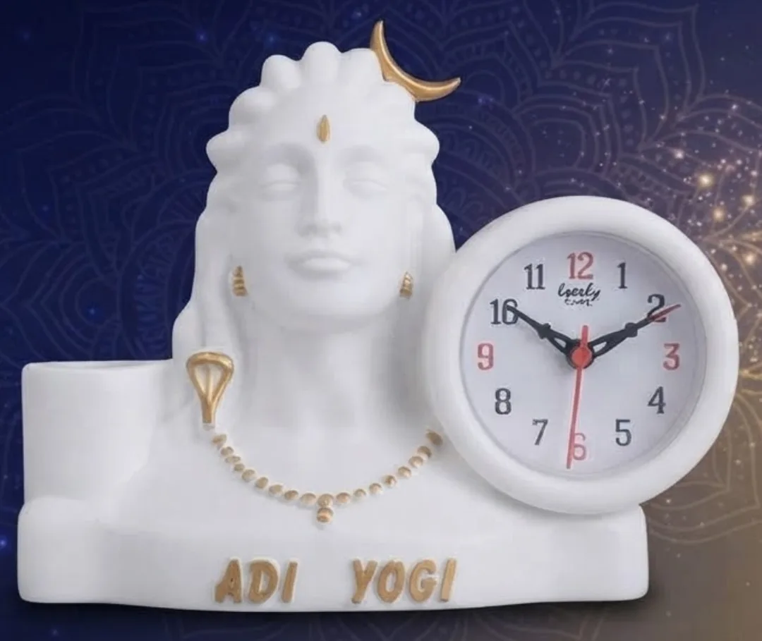 Adiyogi Shiva Table Clock with Pen Stand