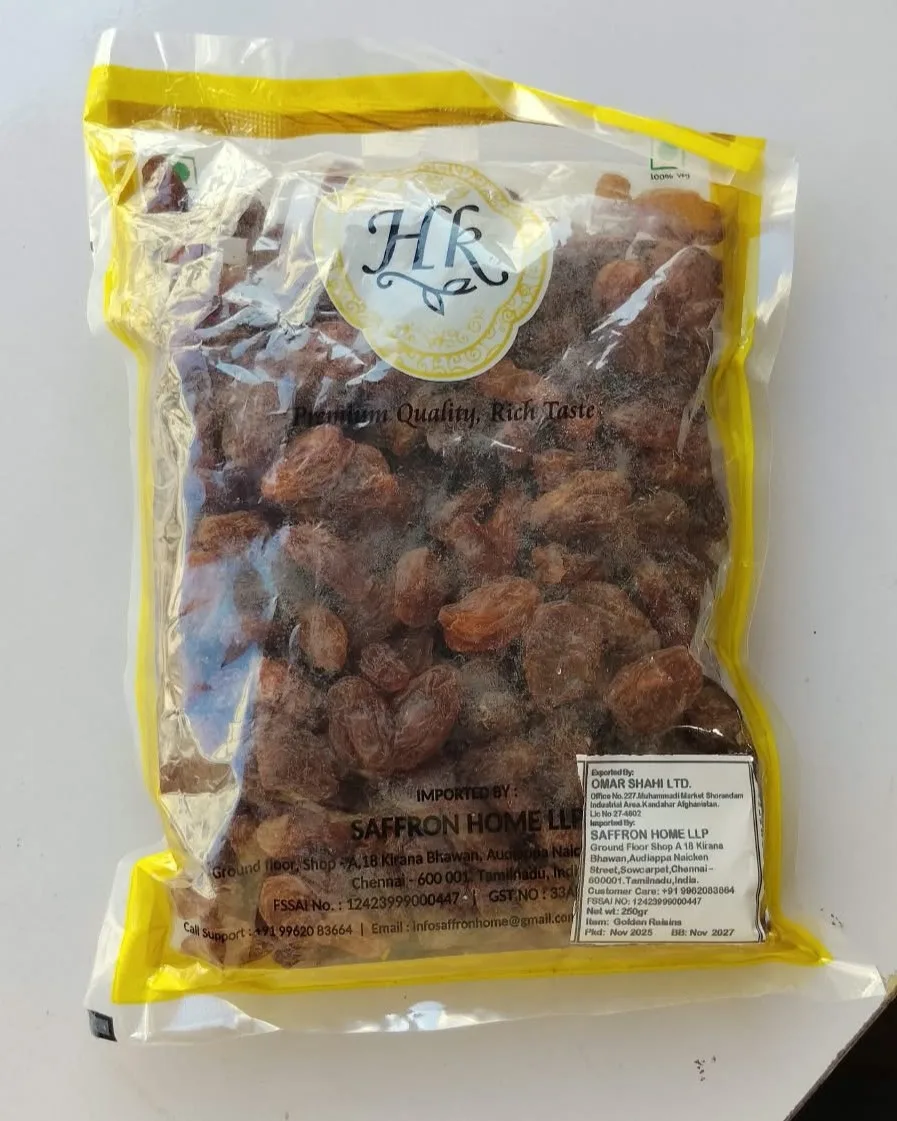 Premium Afghan Golden Munakka (Big Abjosh with Seeds) – 100% Natural, Export Quality Dried Grapes (250 gm)