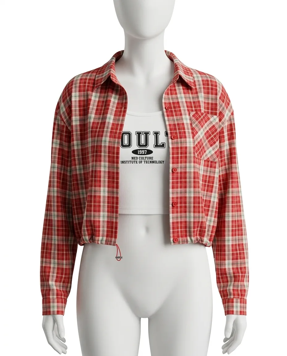 Urban Vibe Red & White Plaid Coordinated Two-Piece Outfit