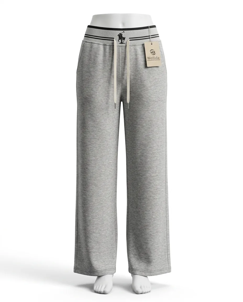 Women's Heather Grey Wide-Leg Lounge Sweatpants
