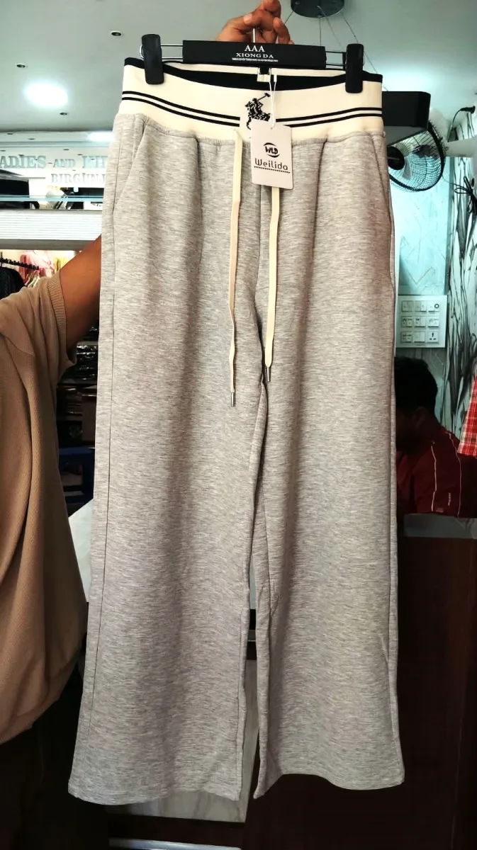 Women's Heather Grey Wide-Leg Lounge Sweatpants