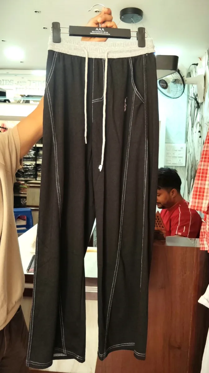 Women's Contrast-Stitch Wide-Leg Drawstring Lounge Pants