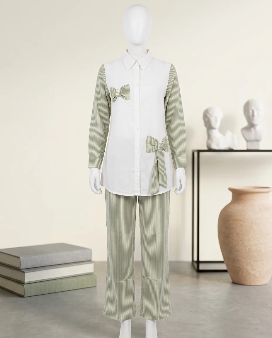 Naisha K 1254 Rayon Printed Co-Ord Set  Chic Long-Sleeve Tunic & Trouser Set