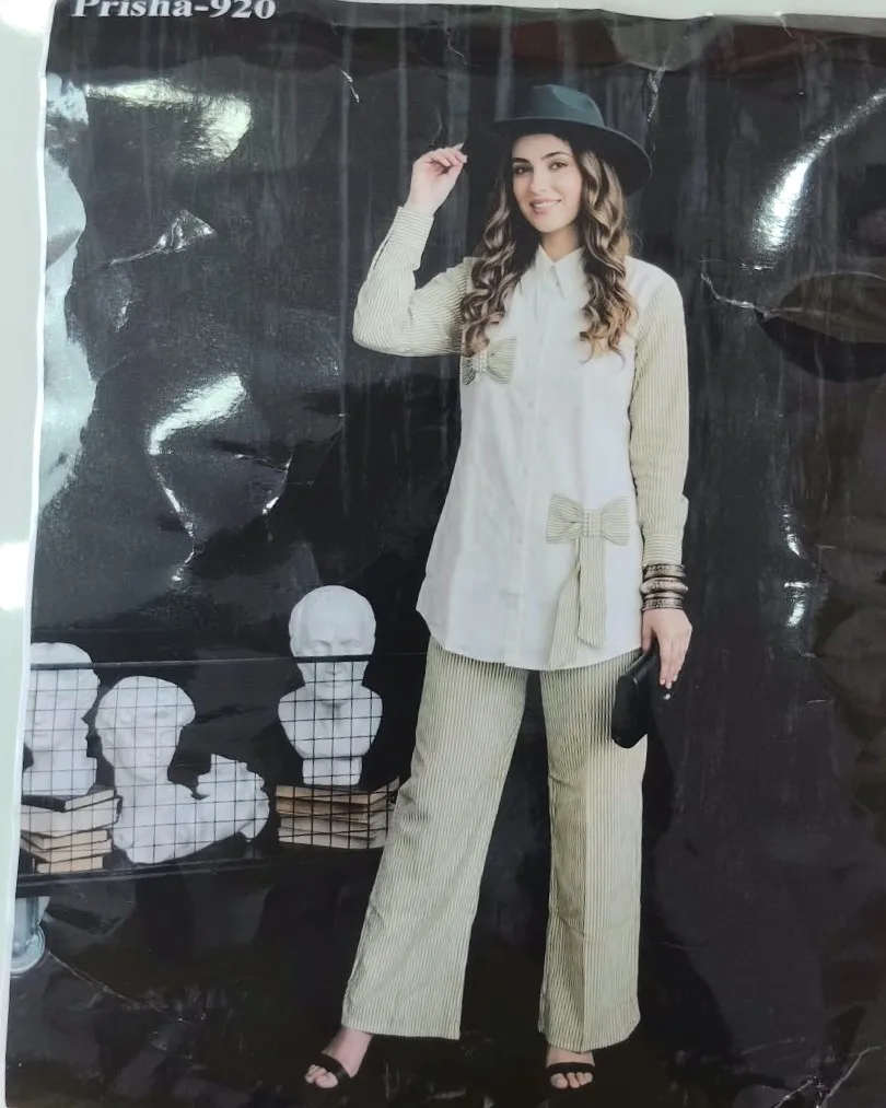 Naisha K 1254 Rayon Printed Co-Ord Set  Chic Long-Sleeve Tunic & Trouser Set